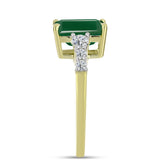 Inel din Argint 925 Placat cu Aur ( 2.52 grame ) cu Agat Verde și Topaz Alb 2.54 Carate