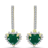 Cercei din Argint 925 Placat cu Aur ( 3.96 grame ) cu Agat Verde și Topaz Alb 3.97 Carate