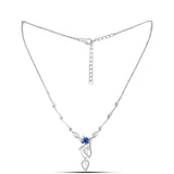Colier din Argint 925 ( 6.41 grame ) cu Safir Albastru Australian și Topaz Alb 0.91 Carate