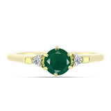 Inel din Argint 925 Placat cu Aur ( 2.44 grame ) cu Agat Verde și Topaz Alb 0.82 Carate