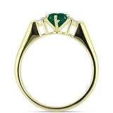 Inel din Argint 925 Placat cu Aur ( 2.44 grame ) cu Agat Verde și Topaz Alb 0.82 Carate