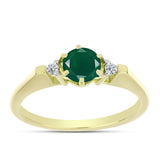 Inel din Argint 925 Placat cu Aur ( 2.44 grame ) cu Agat Verde și Topaz Alb 0.82 Carate