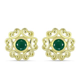 Cercei din Argint 925 Placat cu Aur ( 5.35 grame ) cu Agat Verde 0.87 Carate