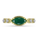 Inel din Argint 925 Placat cu Aur ( 2.85 grame ) cu Agat Verde și Topaz Alb 0.99 Carate