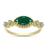 Inel din Argint 925 Placat cu Aur ( 2.85 grame ) cu Agat Verde și Topaz Alb 0.99 Carate