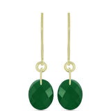 Cercei din Argint 925 Placat cu Aur ( 1 grame ) cu Agat Verde 4.33 Carate