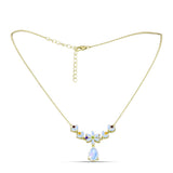 Colier din Argint 925 Placat cu Aur ( 4.74 grame ) cu Piatra Lunii Curcubeu 2.95 Carate