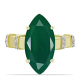 Inel din Argint 925 Placat cu Aur ( 4.17 grame ) cu Agat Verde și Topaz Alb 6.55 Carate