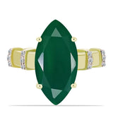 Inel din Argint 925 Placat cu Aur ( 4.17 grame ) cu Agat Verde și Topaz Alb 6.55 Carate