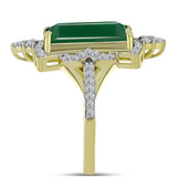 Inel din Argint 925 Placat cu Aur ( 4.76 grame ) cu Agat Verde și Topaz Alb 4.26 Carate