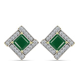 Cercei din Argint 925 Placat cu Aur ( 4.33 grame ) cu Agat Verde și Topaz Alb 2.9 Carate