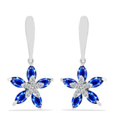Cercei din Argint 925 ( 4.29 grame ) cu Safir Albastru Australian și Topaz Alb 4.09 Carate