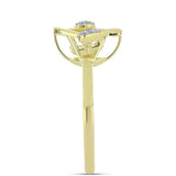 Inel din Argint 925 Placat cu Aur ( 2.57 grame ) cu Diamant Alb și Topaz Alb 0.06 Carate