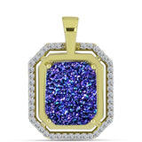 Pandantiv din Argint 925 Placat cu Aur ( 2.26 grame ) cu Drusă Violet și Topaz Alb 5.68 Carate