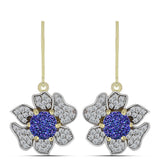 Cercei din Argint 925 Placat cu Aur ( 5.38 grame ) cu Drusă Violet și Topaz Alb 3.68 Carate