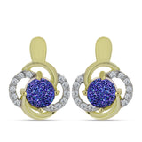 Cercei din Argint 925 Placat cu Aur ( 4.61 grame ) cu Drusă Violet și Topaz Alb 2.13 Carate