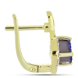 Cercei din Argint 925 Placat cu Aur ( 4.61 grame ) cu Drusă Violet și Topaz Alb 2.13 Carate