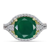 Inel din Argint 925 Placat cu Aur ( 4.94 grame ) cu Agat Verde și Topaz Alb 6.87 Carate
