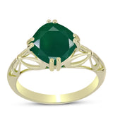 Inel din Argint 925 Placat cu Aur ( 3.04 grame ) cu Agat Verde 3.56 Carate