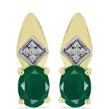 Cercei din Argint 925 Placat cu Aur ( 3.46 grame ) cu Agat Verde și Topaz Alb 2.38 Carate