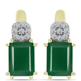 Cercei din Argint 925 Placat cu Aur ( 3.83 grame ) cu Agat Verde și Topaz Alb 3.11 Carate