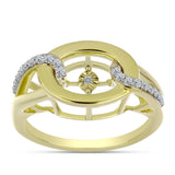 Inel din Argint 925 Placat cu Aur ( 4.66 grame ) cu Diamant Alb și Topaz Alb 0.18 Carate