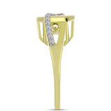 Inel din Argint 925 Placat cu Aur ( 4.66 grame ) cu Diamant Alb și Topaz Alb 0.18 Carate