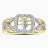Inel din Argint 925 Placat cu Aur ( 4.25 grame ) cu Diamant Alb și Topaz Alb 0.37 Carate
