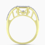 Inel din Argint 925 Placat cu Aur ( 4.25 grame ) cu Diamant Alb și Topaz Alb 0.37 Carate