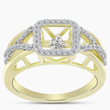 Inel din Argint 925 Placat cu Aur ( 4.25 grame ) cu Diamant Alb și Topaz Alb 0.37 Carate