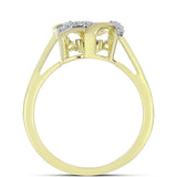 Inel din Argint 925 Placat cu Aur ( 2.88 grame ) cu Diamant Alb și Topaz Alb 0.12 Carate