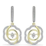 Cercei din Argint 925 Placat cu Aur ( 4.69 grame ) cu Diamant Alb și Topaz Alb 0.65 Carate