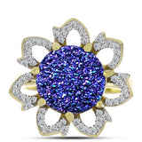 Inel din Argint 925 Placat cu Aur ( 5.56 grame ) cu Drusă Violet și Topaz Alb 6.04 Carate
