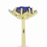 Inel din Argint 925 Placat cu Aur ( 5.56 grame ) cu Drusă Violet și Topaz Alb 6.04 Carate