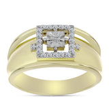 Inel din Argint 925 Placat cu Aur ( 4.16 grame ) cu Diamant Alb și Topaz Alb 0.21 Carate