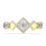 Inel din Argint 925 Placat cu Aur ( 2.85 grame ) cu Diamant Alb și Topaz Alb 0.38 Carate