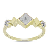 Inel din Argint 925 Placat cu Aur ( 2.85 grame ) cu Diamant Alb și Topaz Alb 0.38 Carate