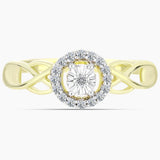 Inel din Argint 925 Placat cu Aur ( 2.2 grame ) cu Diamant Alb și Topaz Alb 0.14 Carate