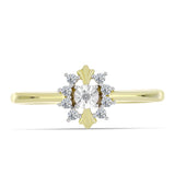 Inel din Argint 925 Placat cu Aur ( 1.86 grame ) cu Diamant Alb și Topaz Alb 0.15 Carate