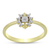 Inel din Argint 925 Placat cu Aur ( 1.86 grame ) cu Diamant Alb și Topaz Alb 0.15 Carate