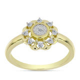 Inel din Argint 925 Placat cu Aur ( 2.8 grame ) cu Diamant Alb și Topaz Alb 0.15 Carate