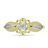 Inel din Argint 925 Placat cu Aur ( 3.04 grame ) cu Diamant Alb și Topaz Alb 0.06 Carate