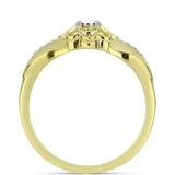 Inel din Argint 925 Placat cu Aur ( 3.04 grame ) cu Diamant Alb și Topaz Alb 0.06 Carate