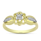 Inel din Argint 925 Placat cu Aur ( 3.04 grame ) cu Diamant Alb și Topaz Alb 0.06 Carate