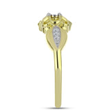 Inel din Argint 925 Placat cu Aur ( 3.04 grame ) cu Diamant Alb și Topaz Alb 0.06 Carate