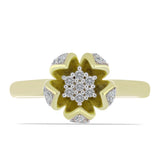 Inel din Argint 925 Placat cu Aur ( 3.28 grame ) cu Diamant Alb și Topaz Alb 0.37 Carate