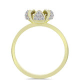 Inel din Argint 925 Placat cu Aur ( 3.28 grame ) cu Diamant Alb și Topaz Alb 0.37 Carate