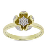Inel din Argint 925 Placat cu Aur ( 3.28 grame ) cu Diamant Alb și Topaz Alb 0.37 Carate