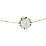 Brățară din Argint 925 Placat cu Aur ( 4.99 grame ) cu Piatra Lunii Curcubeu și Ametist Marocan 4.63 Carate