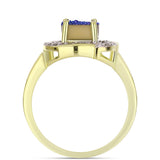 Inel din Argint 925 Placat cu Aur ( 4.64 grame ) cu Drusă Violet și Topaz Alb 1.59 Carate